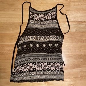 American Eagle - cropped floral halter top